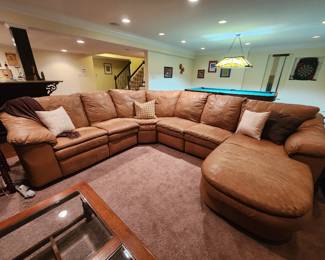 Leather sectional with chaise