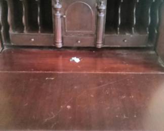 #152	as is Secretary w/drop-down Front & 2 glass Doors & 3 drawers - 32x17-30x72T 	 $175.00 			