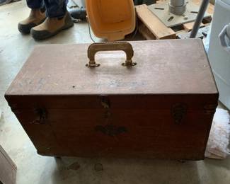 #120	Wooden toolbox w wheels	 $45.00 			