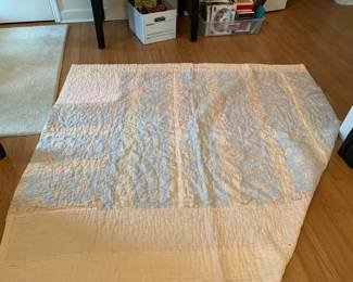 #142	Hand quilted, Machine Pieced scrappy quilt 74x62"	 $35.00 			