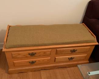 #20	AS IS hinges Cedar chest w cushion top 46x17x21	 $50.00 			