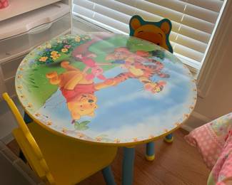 #41	Pooh kids round table w 2 chairs 24x18"	 $25.00 			