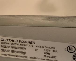 #45	Samsung washer model WA45M7050	 $175.00 			