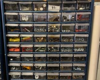 #72	60 Drawer utility cabinet w contents	 $35.00 			