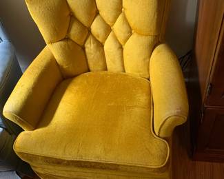 #50	Vintage Yellow Button back chair as is arms	 $20.00 			