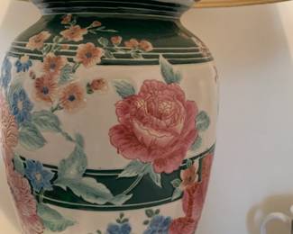 #31	Ceramic floral lamp w pink flowers 28 PAIR	 $50.00 			