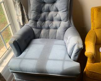 #49	As Is arm Less Brown  brand blue chair	 $20.00 			