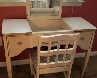 Vintage Sears French Provincial Vanity with Chair