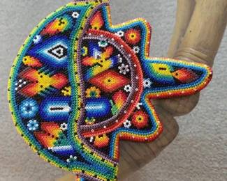 Huichol Beaded Sun And Moon Piece From Mexico