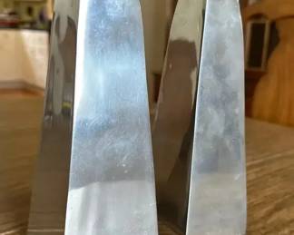 Pair Of Chrome Square Tapered Candlesticks