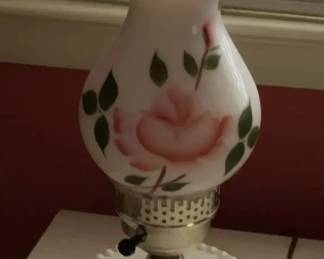 Vintage Milk Glass Hurricane Lamp