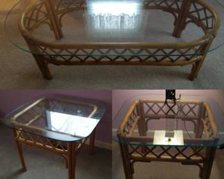 Bamboo Glass 3Piece Table Set