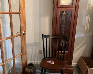 clock, grandfather clock, ancient clay pot, mcm chair