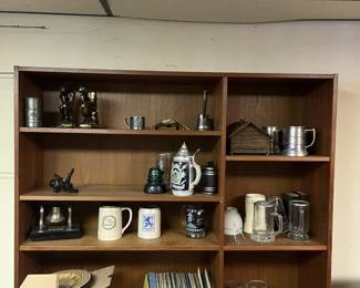 german steins, records, vinyl, hutch, shelving