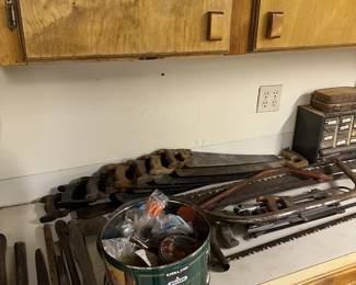 saws vintage, chisels, nails