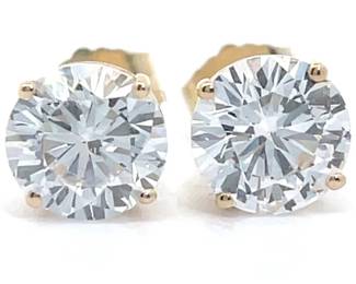2 Carat Diamond Round Solitaire Stud Earrings in 14k Gold