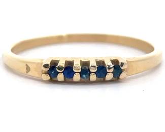 Estate Natural Blue Sapphire Stacking Ring in 14k Yellow Gold