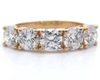 2.50 Carat Diamond Five-Stone Anniversary Ring in 14k Yellow Gold