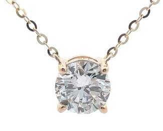 NEW! 1 Carat Diamond Solitaire Pendant Necklace in 14k Yellow Gold