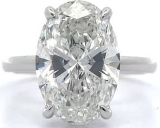 Classic 5.17 Carat Diamond Oval Cut Solitaire Ring in 14k White Gold