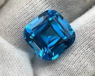 17.81 Carats Natural Electric Blue Topaz (Cushion Cut)