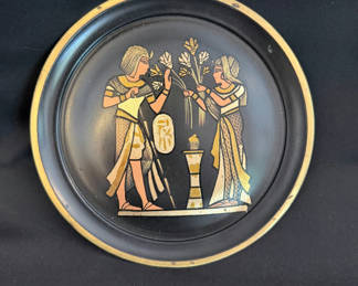 Lot 51: Vintage Egyptian Etched Copper Brass Decorative Plate