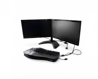 5 DualASUSMonitorSetupwStandMicrosoftErgonomicKeyboardDock