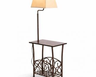 15 AllenRothBronzeShelfFloorLampwithTableMagazineRack