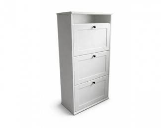 19 White3TierTiltOutShoeCabinetStorageOrganizer