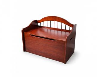 18 ChildrensWoodenStorageBenchToyChestCherryFinish