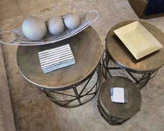 KR147Hammered Metal Side Tables And More