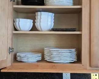 KR152White Scalloped Dish Set, Leopard Print Salad Plates,  More 