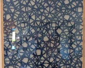 KR208Abstract Dark Blue PapierMache In Shadowbox Frame