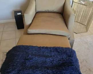 KR198Marge Carson armchair, ottoman with throw