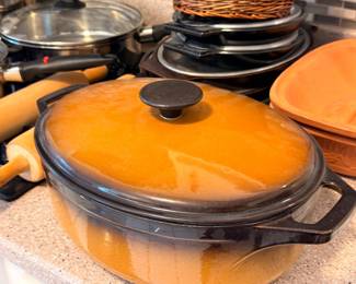 Enameled cast iron Dutch oven and cookware