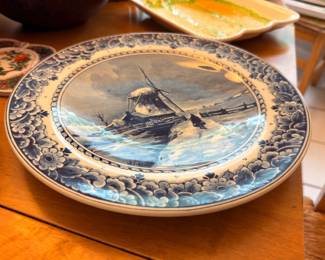 Delft blue windmill collector plate