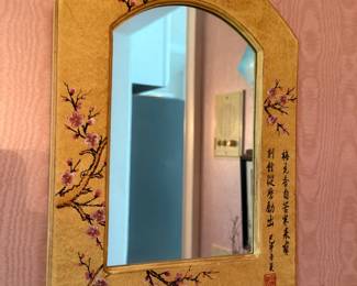 Asian cherry blossom hand-painted wall mirror