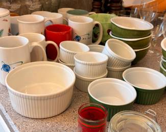 Ramekins, mugs and ceramic baking dishes