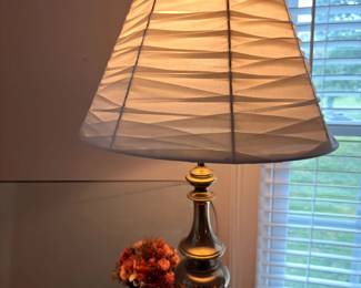 Brass table lamp with pleated shade