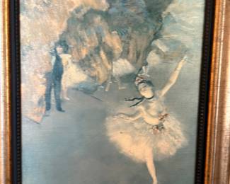 Framed Degas prima ballerina print in gilt frame