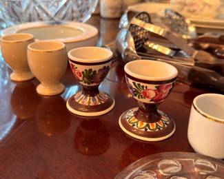 Vintage porcelain egg cups, mixed set