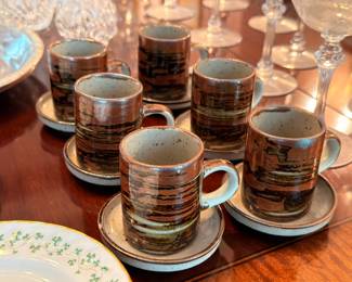 Vintage stoneware coffee mugs set