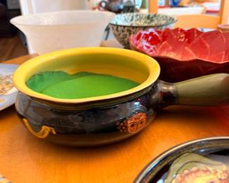 Ceramic handled soup bowls and serving pieces