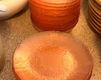 Pink depression glass plates