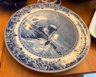 Antique Delft blue windmill scenic plate