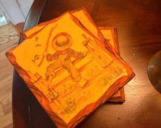 Decorative carved wood plaque with figure