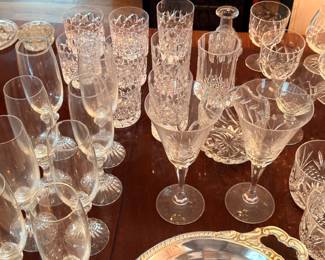 Crystal champagne flutes and wine glasses