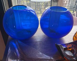 Blue glass Vases
