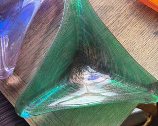 Venetian glass dish with gold flecks