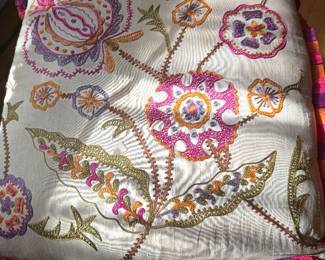 quilted and embroidered pillow